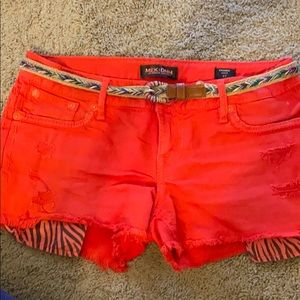 MEK Red/Orange Jean Shorts